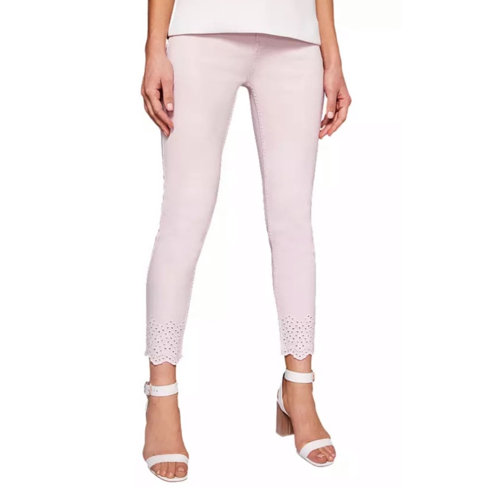 Ted Baker London Massiee Pastel Pink Eyelet Embroidered Skinny Jeans - Picture 3 of 16